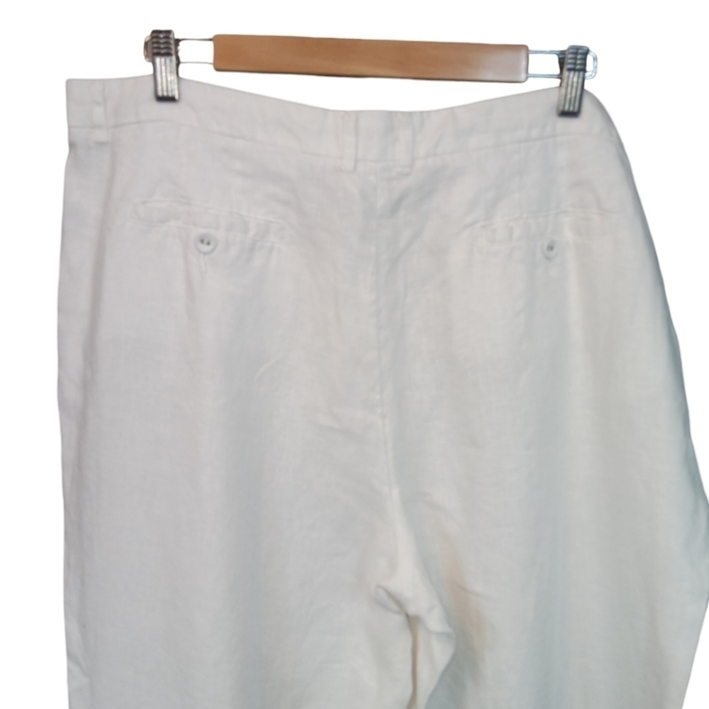 Garnet Hill Modern Linen Wide Leg Trouser Pants White Size 18 - Picture 11 of 15